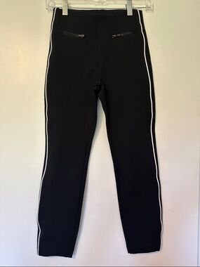 SPANX Black Ankle Pants with White Side Stripes